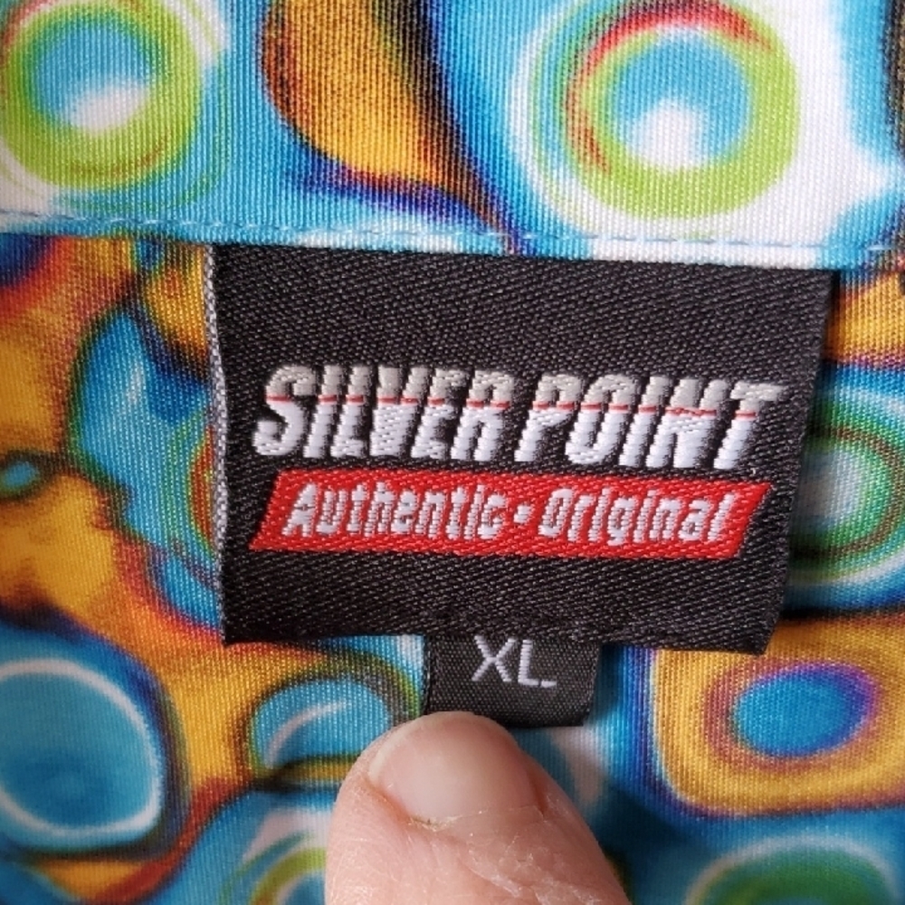 Silver POINT Authentic Original Graphic Ss Button Down Shirt XL - Picture 4 of 10